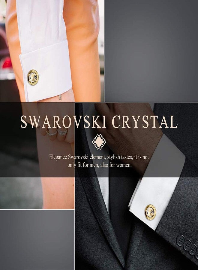 HAWSON Cufflinks for Men-Fashion Gold Color with White Swarovski Crystal Men French Shirt Cufflinks for Regular Weeding Business - Image 4